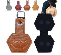 Adventure Magnetic Hat Clip, Hat Magnet Clip for Travel on Bag, Handcrafted Leather Cap Clips with Easy Clip-On Design, Caps Holder for Backpack, Luggage, Outdoor Hiking, Camping Trips(Brown*1)