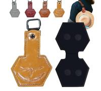 Adventure Magnetic Hat Clip, Hat Magnet Clip for Travel on Bag, Handcrafted Leather Cap Clips with Easy Clip-On Design, Caps Holder for Backpack, Luggage, Outdoor Hiking, Camping Trips(Yellow*1)