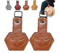 Adventure Magnetic Hat Clip, Hat Magnet Clip for Travel on Bag, Handcrafted Leather Cap Clips with Easy Clip-On Design, Caps Holder for Backpack, Luggage, Outdoor Hiking, Camping Trips(Brown*2)