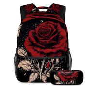 Adventure-Ready Essentials, Juego de 2 mochilas escolares para niños con mochila de gran capacidad y estuche para lápices para niños, niñas y adolescentes, lindo loro en el espacio, Multicolor#04,