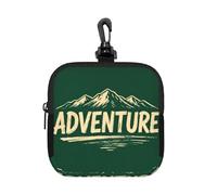 Adventure Script Word - Pequeña bolsa impermeable con cremallera, bolsa de almacenamiento de neopreno para auriculares, funda con clip para llavero