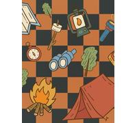 Adventure-Themed Checkered Nature & Fire S’mores Hiking Camping Journal - 110 Lined Pages, Perfect for School, Office, or Personal Use: Ideal for Women, Men, and Teens