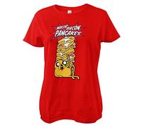 Adventure Time Licenciado Oficialmente Makin' Bacon Pancakes Mujer Camiseta (Rojo), Medium