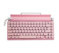 Adventurers - Teclado de máquina de escribir, teclado inalámbrico Bluetooth con 83 teclas, interruptor azul intercambiable en caliente, teclas redondas, retroiluminadas blancas, diseño compacto del