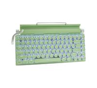 Adventurers Teclado mecánico estilo máquina de escribir retro, 83 teclas, 75% diseño compacto, Bluetooth 5.0 y con cable, interruptor azul intercambiable en caliente, retroiluminación blanca para
