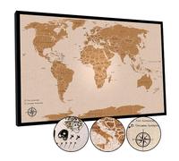 AdventureScape Mapa de viaje con chinchetas, tamaño grande, de 30 x 20 pulgadas, con chinchetas de hechas de tablero de corcho, idea de regalo para viajeros, parejas, adultos jóvenes y