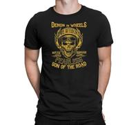 adver Mens Biker T T-Shirts Hemden Graffiti Pullover SweatT-Shirts Hemdens Organic Motorcycle Bike Skull Demon On Wheels New York Gift(Medium)