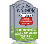 Advertencia 24 HR. Alarma monitoreada conectada a la atención policial This Area Under Live/Recorded Video Vigilancia Metal Patio Cámara de seguridad para el hogar, señal de propiedad privada, 12 x 18