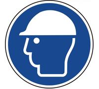 Advertencia de calcomanía autoadhesiva - Casco protector 50 mm