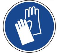 Advertencia de pegatina autoadhesiva - guantes protectores de 100 mm