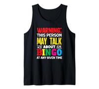 Advertencia de Que Esta Persona Puede Hablar de Bingo Camiseta sin Mangas