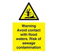Advertencia Evitar el contacto con las aguas de inundación, riesgo de contaminación de aguas residuales, señal - 400x600mm - A2P