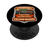 Advertencia Graciosa Que Puedo Empezar a Hablar de Escape Rooms Lover PopSockets PopGrip Adhesivo