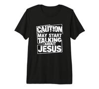 Advertencia: Podría Hablar de Jesús Camiseta Premium