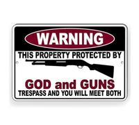 ADVERTENCIA Protegido por Dios y armas Intrusión y encuentro con ambos metal wall signs Métal Rétro pour 12x8 inch/30x20cm