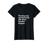 Advertencia Puedo Hablar De Dragones Barbudos Tipografía Divertida Camiseta gráfica económica, Mujer, Negro, L