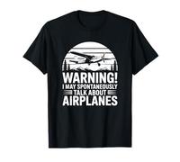 Advertencia Puedo Hablar Espontáneamente De Aviones Divertido Piloto Camiseta