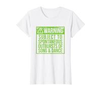 Advertencia SUJETO ARRBOS ESPONTÁNEOS DE CANCIÓN Y Danza Meme Camiseta gráfica económica, Mujer, Blanco, XS