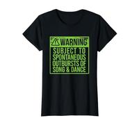Advertencia SUJETO ARRBOS ESPONTÁNEOS DE CANCIÓN Y Danza Meme Camiseta gráfica económica, Mujer, Negro, S
