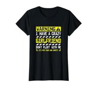 Advertencia Tengo Una Novia Loca Divertido Novio Pareja Camiseta gráfica económica, Mujer, Negro, L