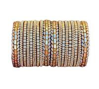 Advika Creations Juego de pulseras de perlas blancas con diseño de cadena de perlas de cerámica y Kundan