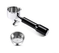 Advokingtap 1 mango de acero inoxidable de doble boquilla espresso para cafetera italiana, portafiltro de 51 mm con mango ergonómico de palisandro para uso en BARISTA (A)