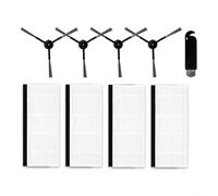 Advokingtap 4 cepillos laterales y 4 filtros HEPA para Cecotec para aspiradora Conga 5290 Ultra, kit de piezas de repuesto con cepillo de limpieza para el cuidado del piso del hogar