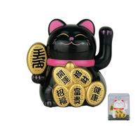 Advokingtap Adorno de gato de la suerte agitando con energía solar de 2 pulgadas para coche, oficina en casa, decoración de Feng Shui, no necesita batería, bonito plástico Maneki Neko que atrae