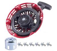 Advokingtap Arrancador de retroceso con taza de arranque y pernos de montaje para Honda para GX120 para GX160 para motores GX200 4Hp 55Hp 65Hp patas de varilla de acero rojo y blanco para cortacésped