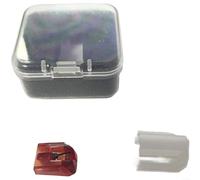 Advokingtap AT-VMN95E - Lápiz capacitivo elíptico de repuesto para Audio-Technica AT-XP5 y AT-VM95 Series cartuchos, rojo transparente y negro, para IDEAL (con cepillo)