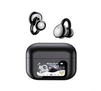 Advokingtap Auriculares con clip de traducción AI con pantalla táctil LCD, traductor en tiempo real para 144 idiomas, BTV60 inalámbrico, soporte de música y llamadas, negro para viajes y negocios