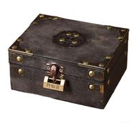 Advokingtap Caja de almacenamiento de madera envejecida, organizador de escritorio a prueba de polvo para baratijas, decoración clásica, 13,5 x 10,5 x 6,5 cm (A)