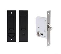 Advokingtap Cerradura de puerta corredera de bolsillo, pestillo de puerta corredera con perilla giratoria para puerta interior de madera, manija de puerta empotrada invisible (cuadrado negro)