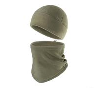 Advokingtap Conjunto de cuello facial cálido de invierno - Gorro de ciclismo de forro polar y polaina para deportes al aire libre, pasamontañas transpirable que absorbe la humedad (verde claro)