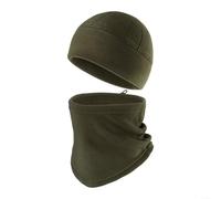 Advokingtap Conjunto de cuello facial cálido de invierno - Gorro de ciclismo de forro polar y polaina para deportes al aire libre, pasamontañas transpirable que absorbe la humedad (verde)