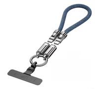 Advokingtap Cordón de muñeca para teléfono con cable de carga rápida USB-C integrado de 240 W y función de transferencia de datos, aleación de zinc y trenzado de nailon, 30 cm de longitud, azul (30 cm