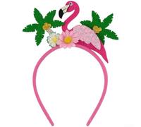 Advokingtap Diadema de flores tropicales, temática hawaiana, flamenco, tortuga, estilo hoja, accesorio para el cabello brillante para fiesta en la playa, vacaciones, 22,2 x 21 cm (A)