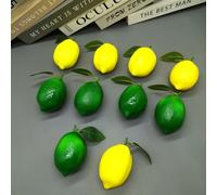 Advokingtap Limón artificial con hojas y ramas, modelo de fruta de espuma para fondos de fotografía, decoración del hogar y decoración de boda, 8,7 cm (colores mezclados)