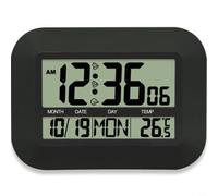 Advokingtap Reloj de pared digital con pantalla LCD Monitor de temperatura Reloj interior para sala de estar Dormitorio Oficina (negro)