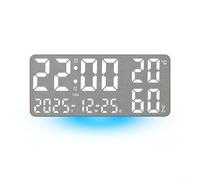 Advokingtap Reloj de pared digital grande, pantalla a color 8 RGB, pantalla completa que muestra la hora, temperatura, día, fecha y humedad para sala de estar, dormitorio, oficina (GH8070 gris)