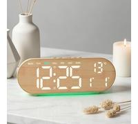 Advokingtap Reloj despertador digital con pantalla LED de temperatura, reloj de noche con fecha, temperatura, reloj de mesa para personas que duermen pesadas, dormitorio, oficina (madera)