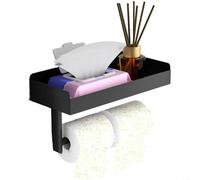 Advokingtap Soporte de papel higiénico de aluminio, soporte de papel higiénico, soporte para rollo de papel higiénico de montaje en pared con capacidad de doble rollo y estante para teléfonos, gafas