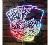 ADVPRO Casino Dice Chip Royal Flush Game RGB Dynamic Glam - Señal LED - Forma de corte a borde - Decoración 3D inteligente - Señalización multicolor st06s44-fnd-i0231-c