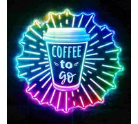 ADVPRO Coffee to Go Cafe Take Away RGB Dynamic Glam - Letrero LED dinámico - Forma de corte a borde - Decoración de pared 3D inteligente - Iluminación dinámica multicolor st06s44-fnd-i0211-c