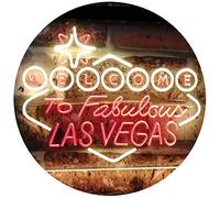 ADVPRO Welcome to Las Vegas Casino Beer Bar Display Dual Color LED Enseigne Lumineuse Neon Sign Rouge et Jaune 400 x 300mm st6s43-i3078-ry
