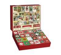 Advvent Calendar 2025 - Paper 28x25x5cm Red | Jigsaw Puzzle Advvent Calendar With 24 Days Countdown, Fun Family Activity, Holidday Gift | Christmas Theme