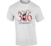ADX33GVBNU John 3 16 Bible Verse Jesus Christ Religious T-Shirt White 3XL