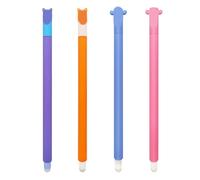 ADYEKSD Juego de 4 bolígrafos de gel borrables, Temas Dibujos animados, bola en el extremo para eliminar la tinta, Azul, Naranja, termosensible, punta de 0,7 mm de diámetro (2 Dibujos + 2 Perros)