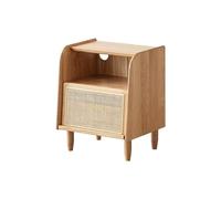 ADYHBFGT Mesita de Noche con cajones Mesita de Noche de Roble Blanco, mesita de Noche de ratán Simple y Moderna nórdica, Armario de Almacenamiento de Madera Maciza Mesitas De Noche para Dormitorio(A)