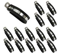 Adyoney 15 abrazaderas de cable tipo R de 38 mm, abrazadera de tubo de acero inoxidable 304, abrazadera de tubo duradera para tubo, líneas de alambre, mangueras, abrazadera de bucle aislada acolchada